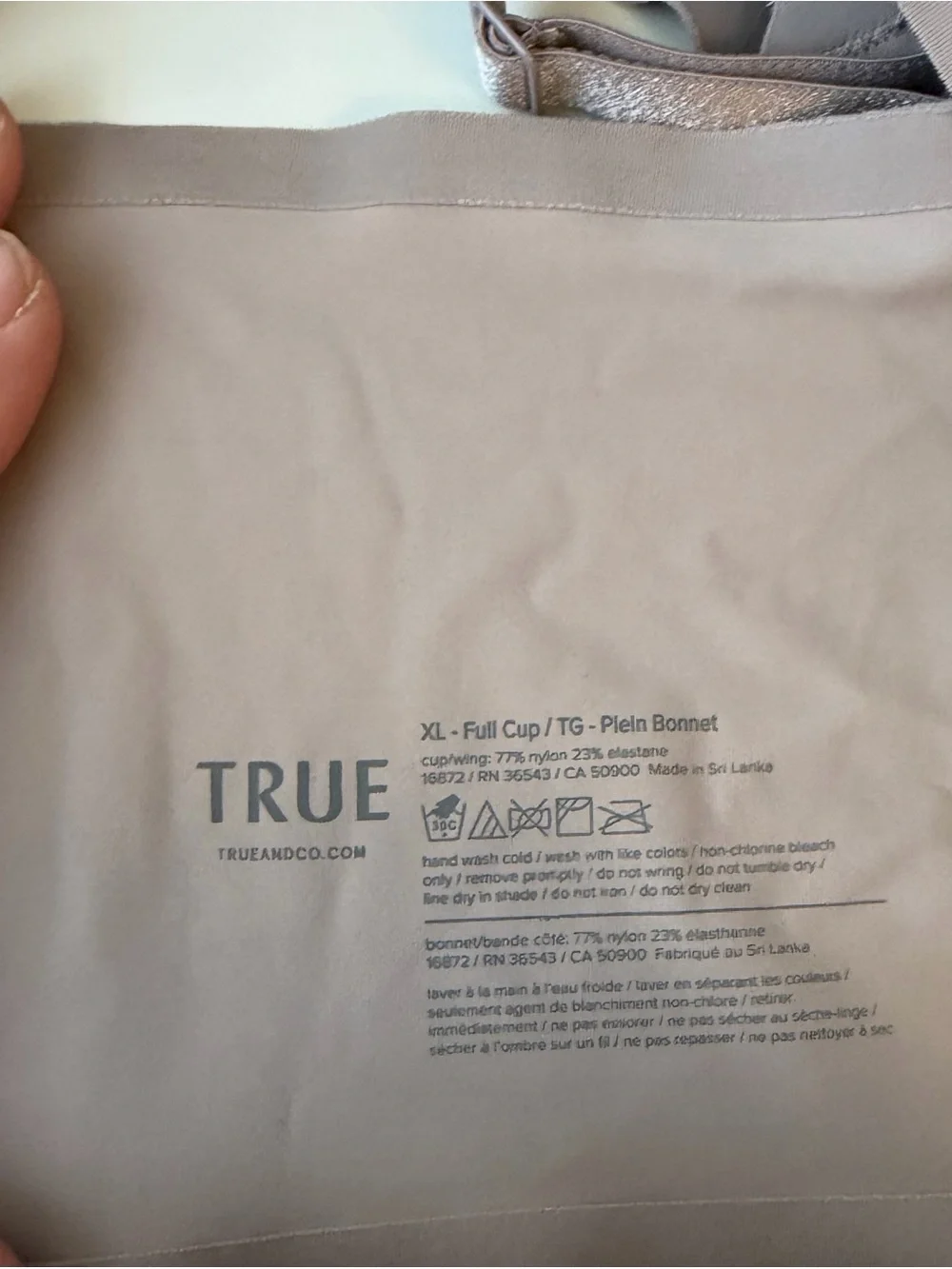 True Body Lift Full Cup Triangle Bra True & Co $49.00 XL Taupe